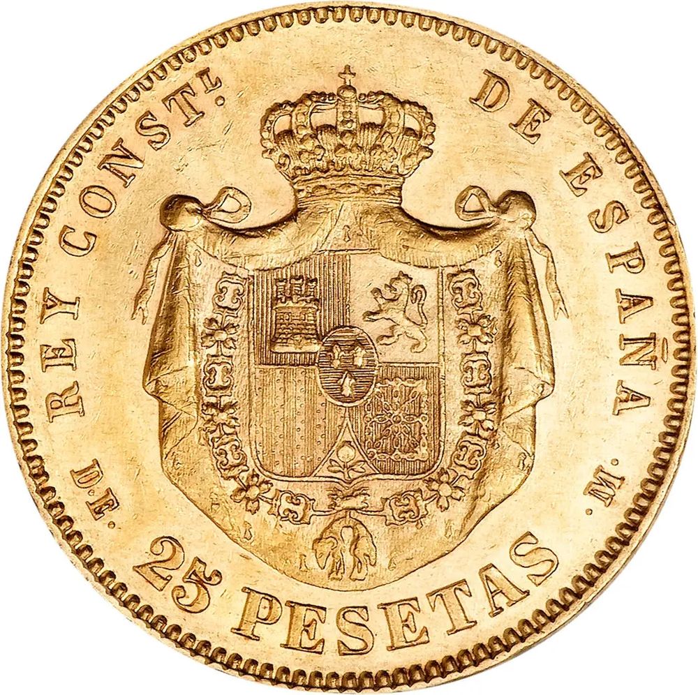25 Pesetas (Espagne) - Or - Diverses années